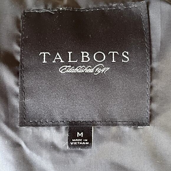 Talbots Down Puffer High Neck Puffer Vest Black Sheen Zip Front w/Snaps Womens M - Picture 7 of 8